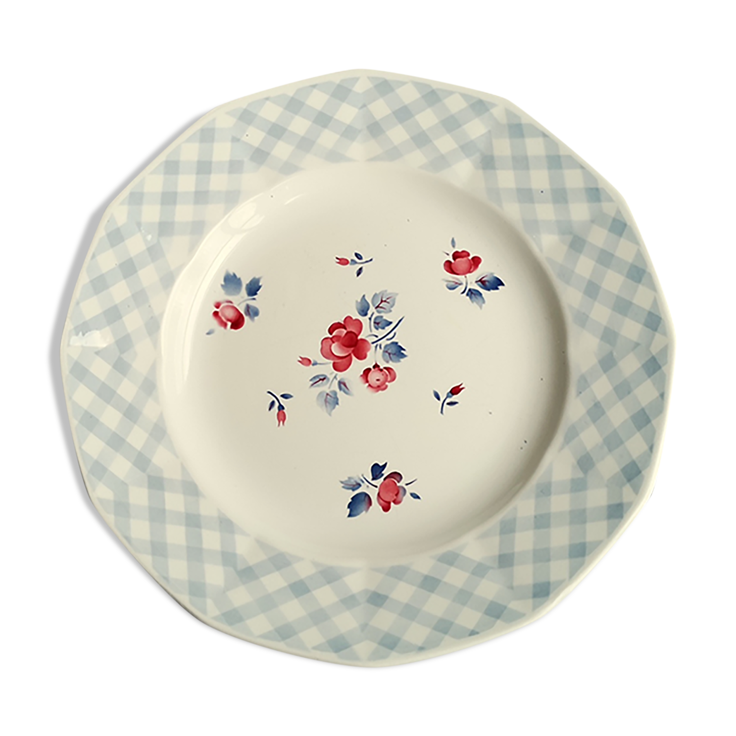 Old Round Plate in Ceramics by Digoin Sarreguemines Model Bastia