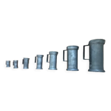 Set of 7 pots of tin measures