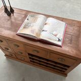 Two-sided paneled counter, bottle storage