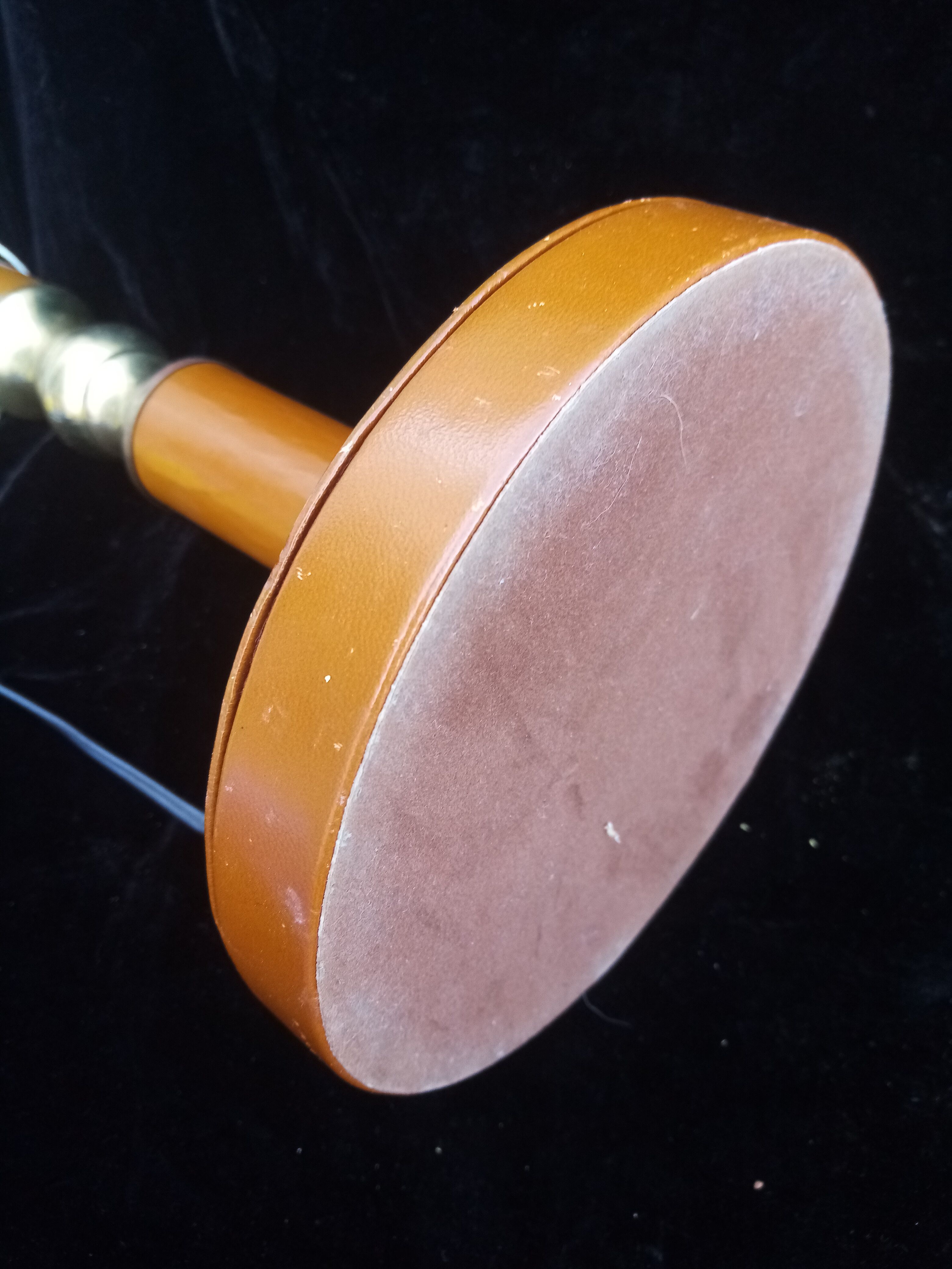 Old foot lamp leather and brass