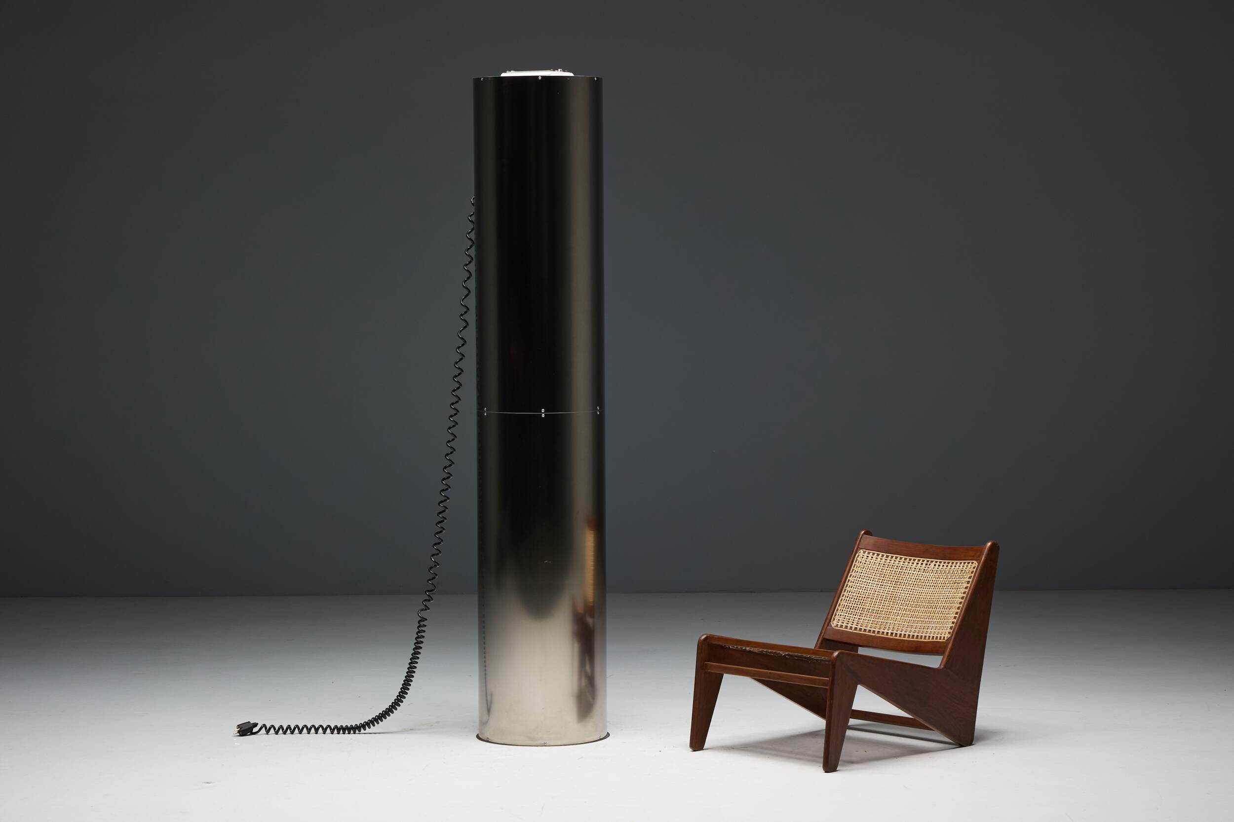 Monumental stainless-steel uplighters by Targetti, Italy, 1970s