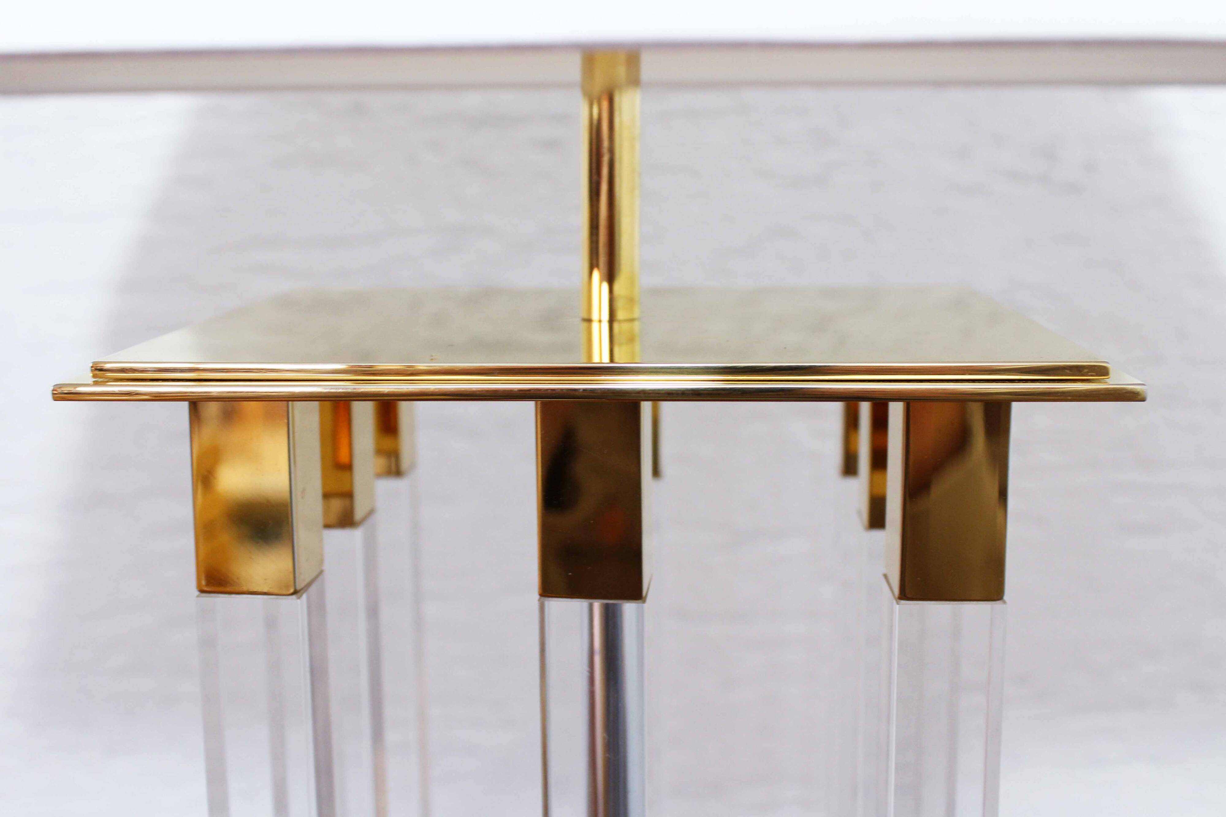 Pair of plexiglass and brass lamps, Italy 1970