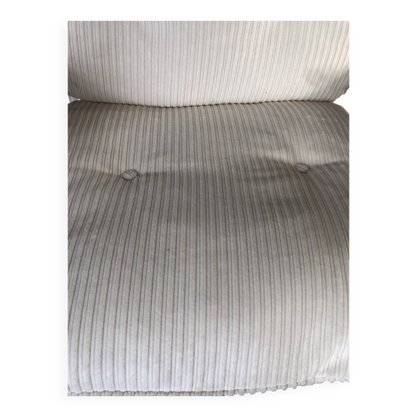 Fauteuil en velours beige et métal chromé, 1970