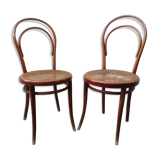 Pair of chairs Thonet n.  14 from 1861-1865, marked with a 1A label and a sun print
