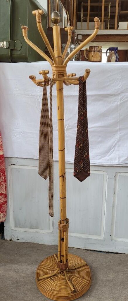 Bamboo coat rack on foot, 70s.