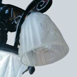 Wrought iron and art deco glass chandelier - Degué Workshops