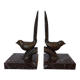 Art Deco bookends signed Jamar – birds in spelter on marble