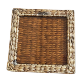 Straw tray with glass tile