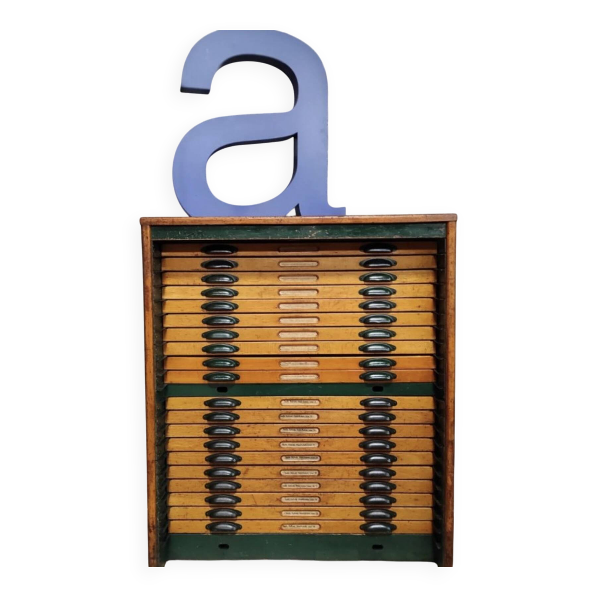 Vintage Printer’s Type Cabinet | Industrial Storage | Original Lead Letters