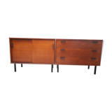 Furniture sideboard of 2 modules in teak veneer