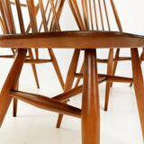 Set of 6 vintage Ercol elm & beech Goldsmith dining chairs mid century