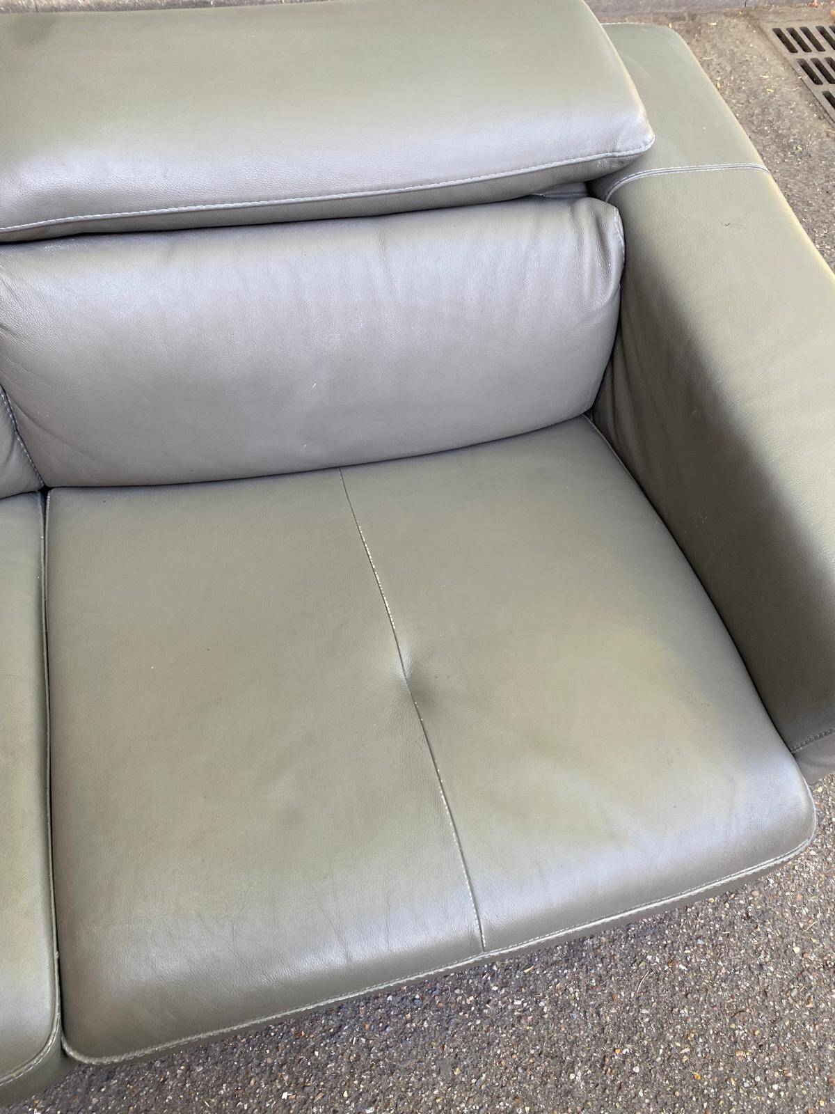 Canapé contemporain 3 places en cuir de buffle gris 200cm