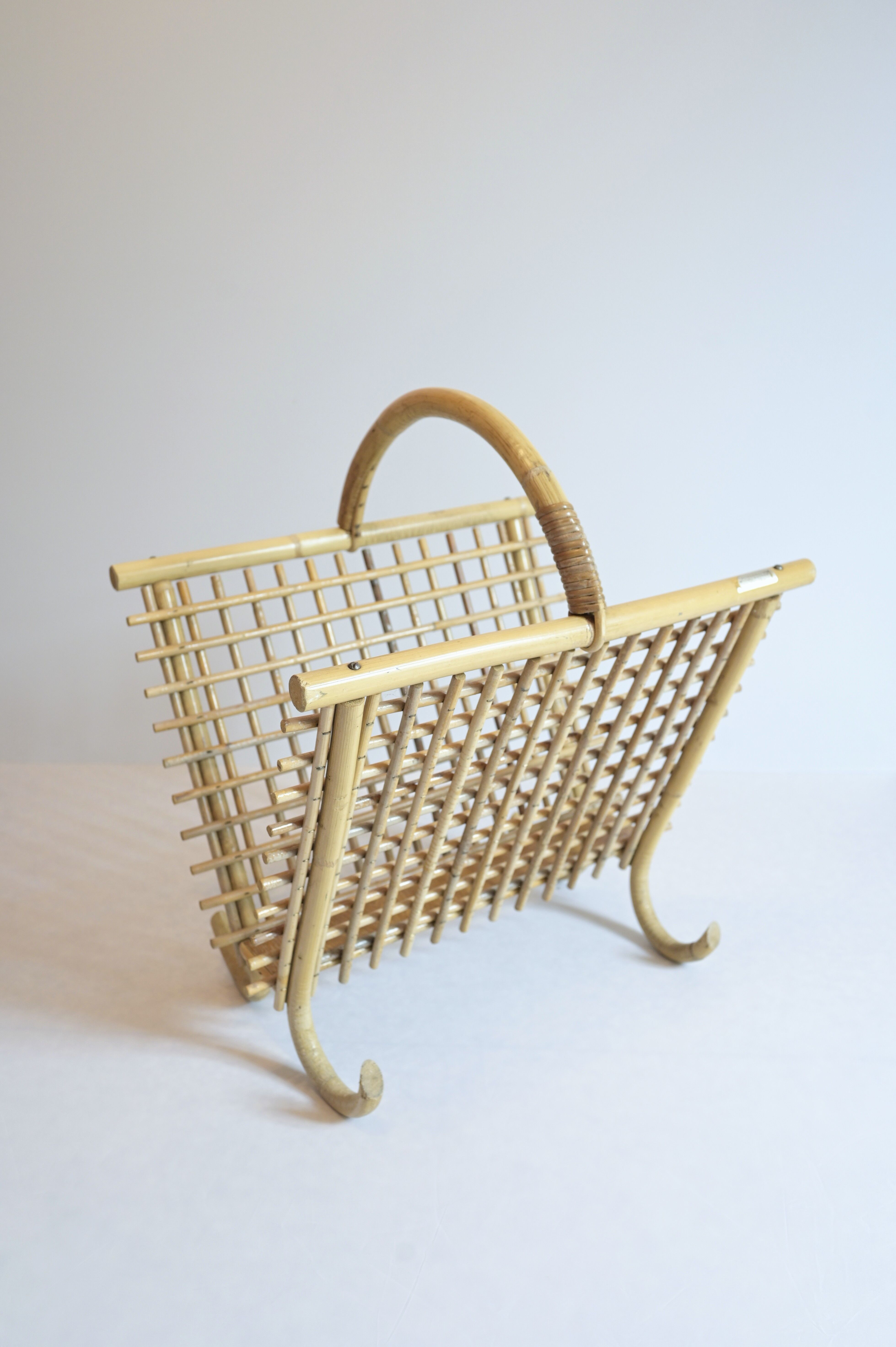 Bamboo and rattan magazine rack from the 70s