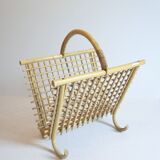 Bamboo and rattan magazine rack from the 70s