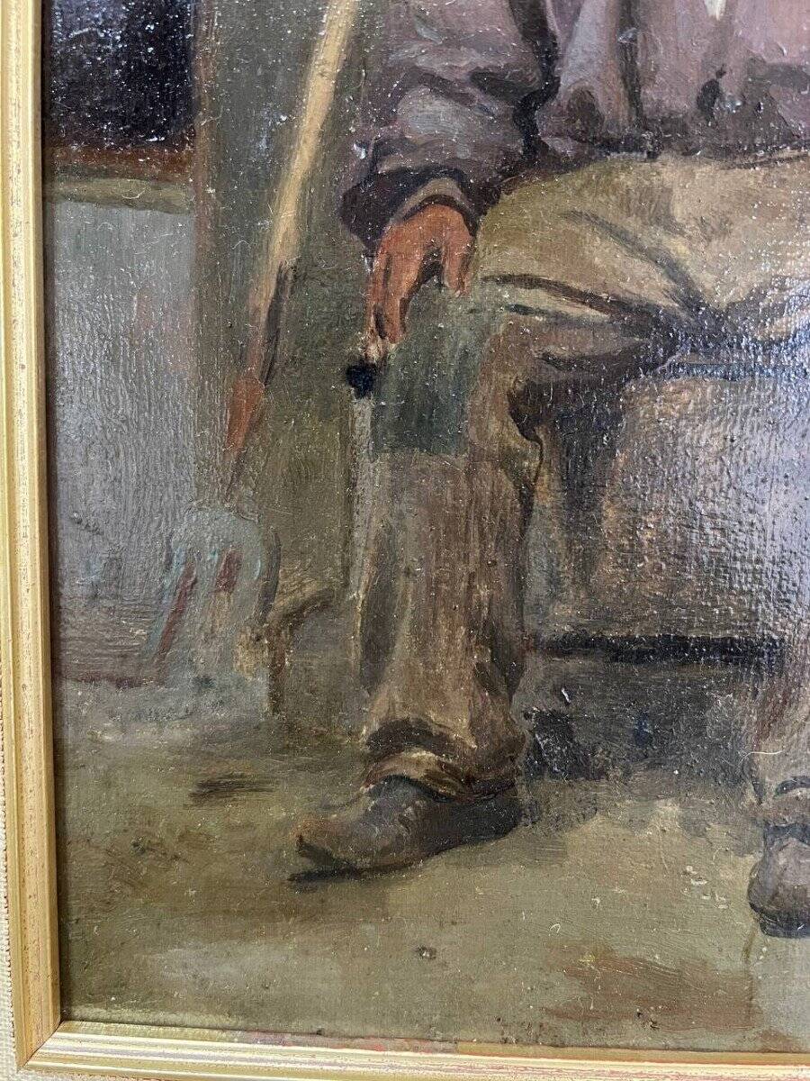 Portrait Oil on Wood, 20th Century