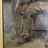 Portrait Oil on Wood, 20th Century