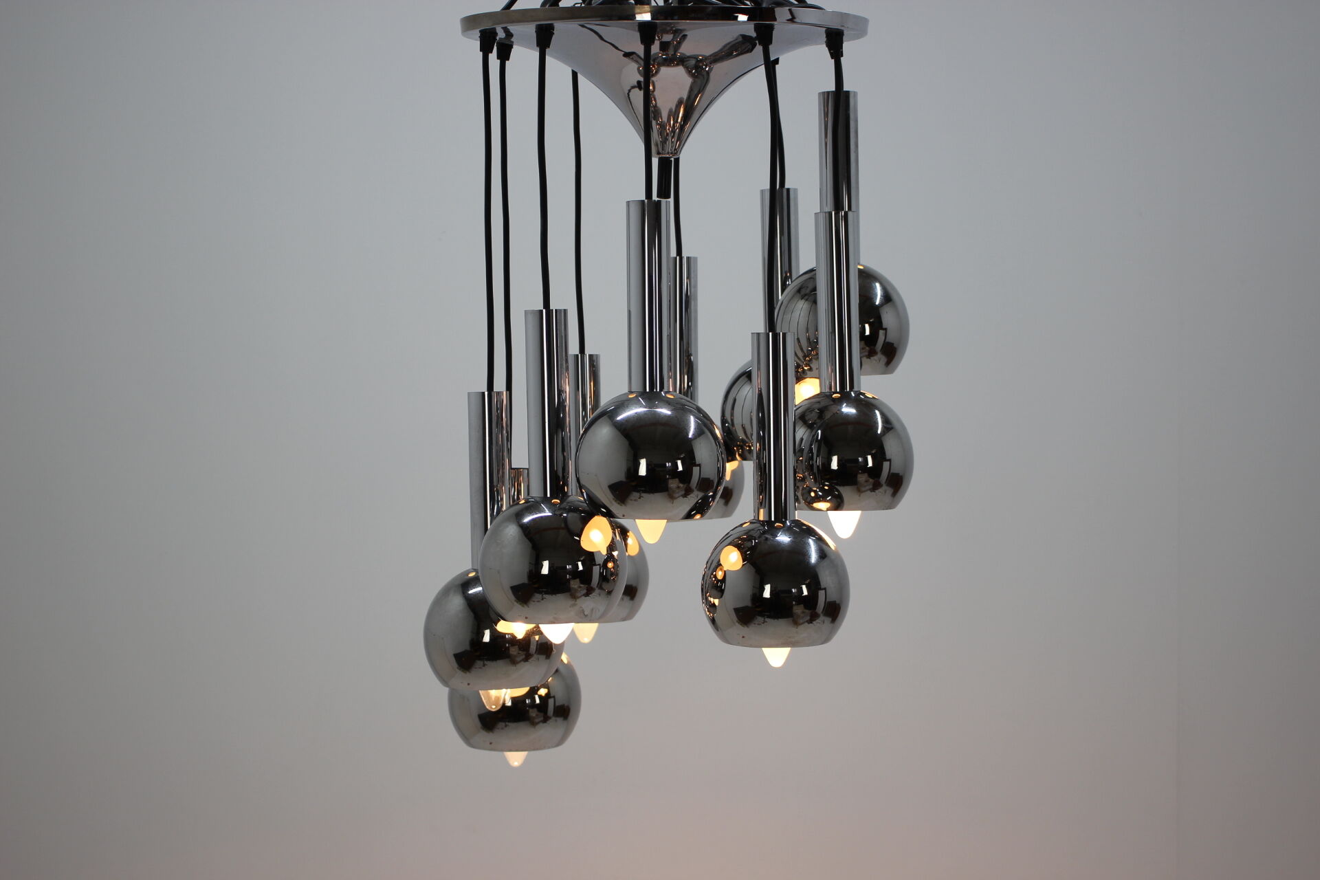 Beautiful cascade chrome pendant, 1970s