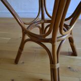 Table ronde rotin et verre