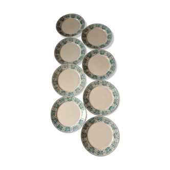 Lot 8 flat plates Badonviller Cherries blue