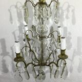4 light bronze and crystal chandelier