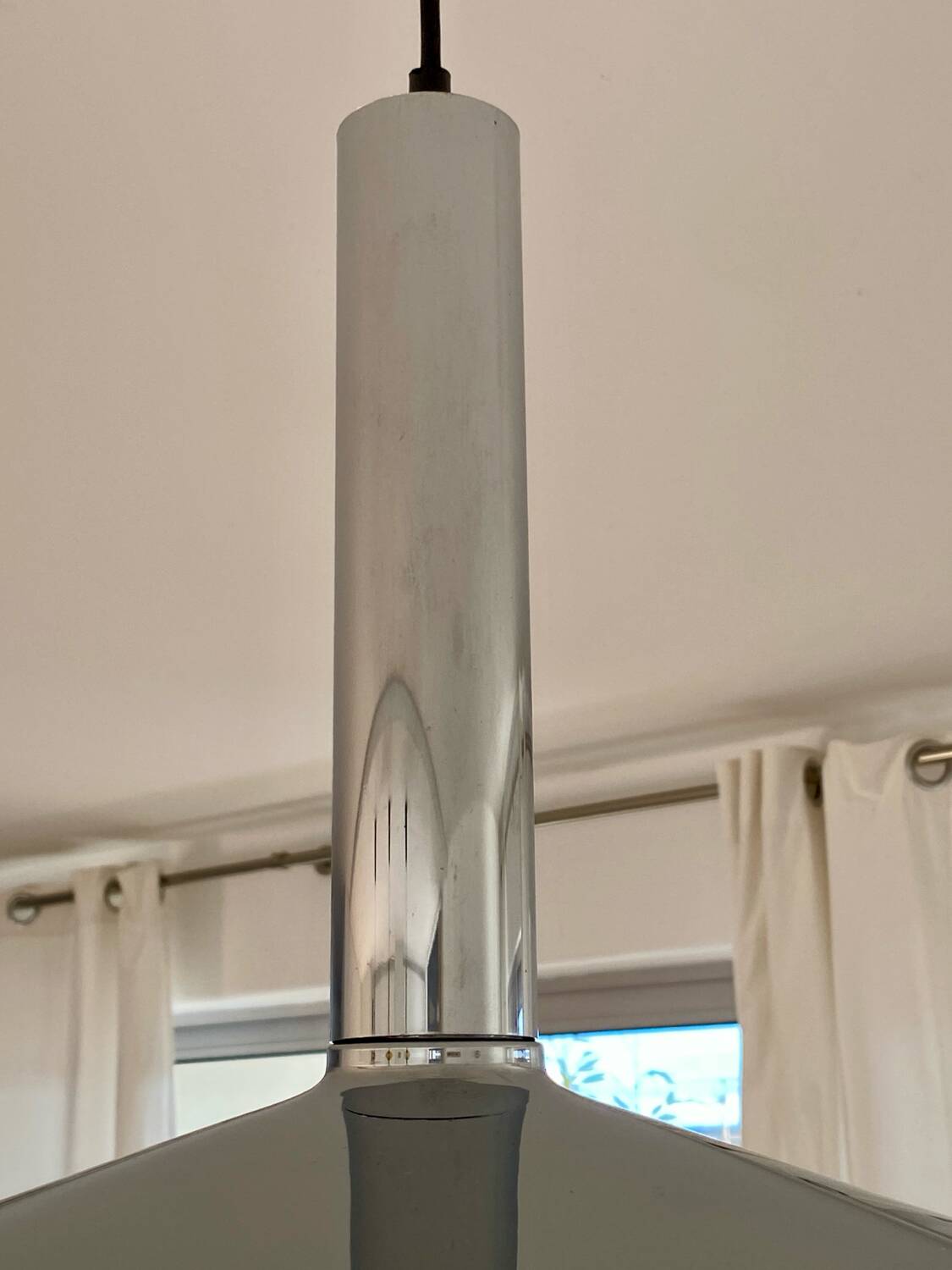 Large chrome pendant lamp Hustadt Leuchten 1960