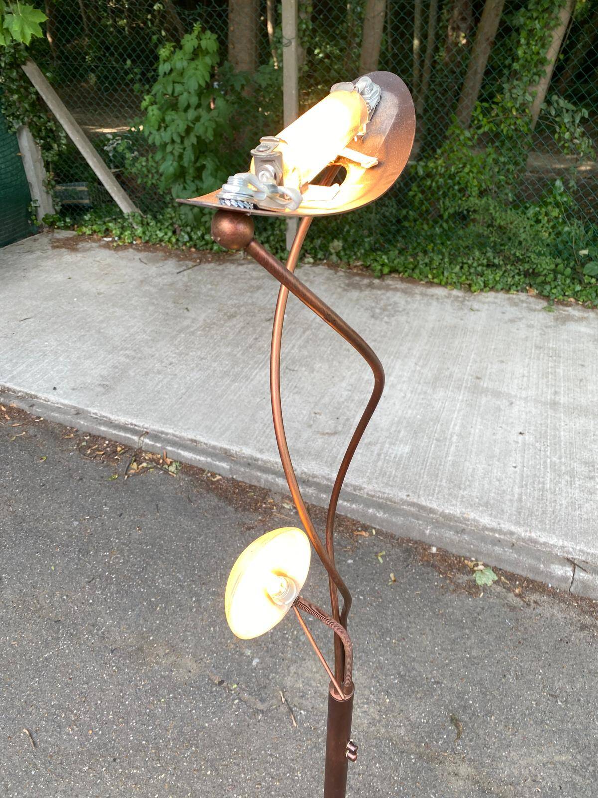 Vintage copper halogen floor lamp with braided arms