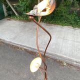 Vintage copper halogen floor lamp with braided arms
