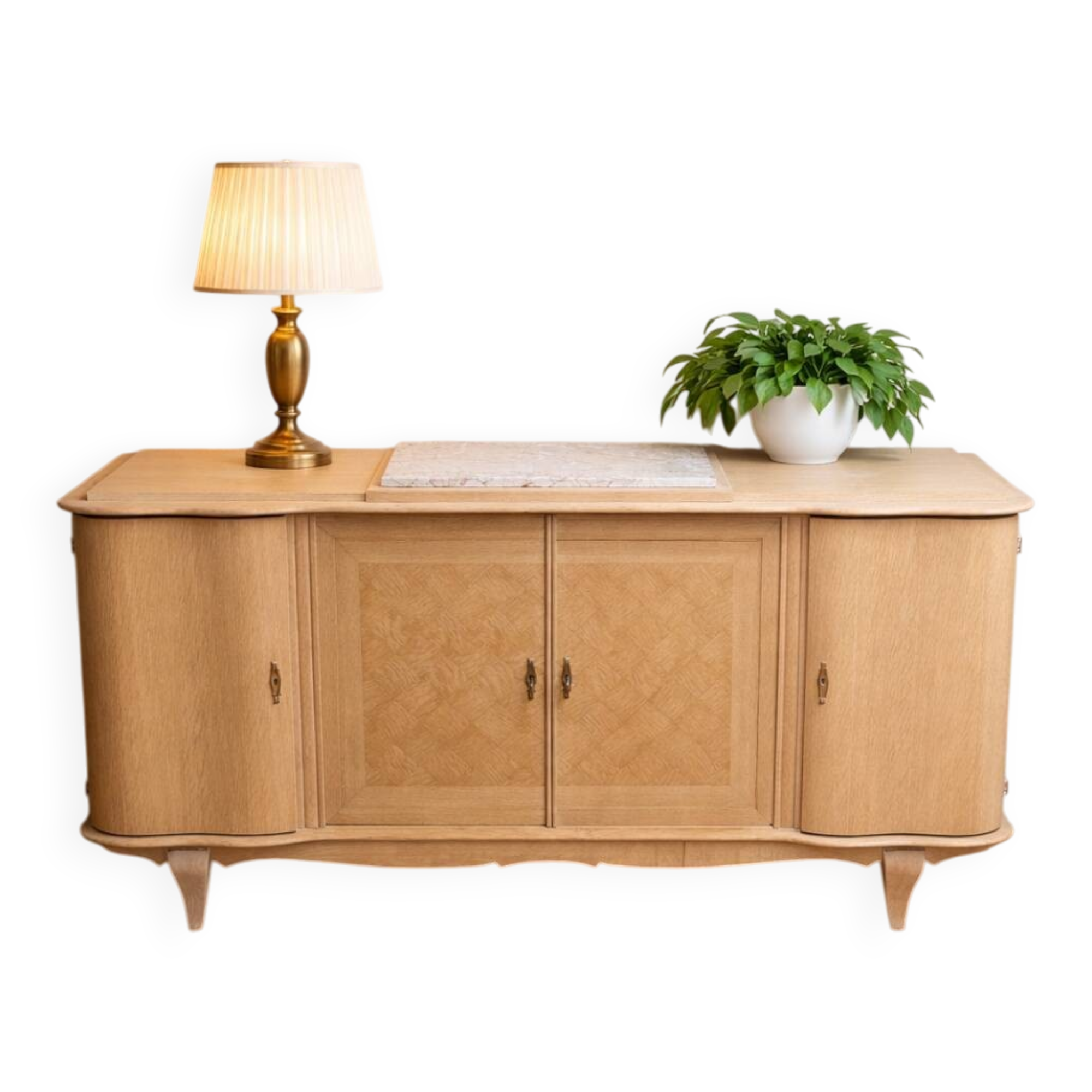 Large buffet / Scandinavian sideboard in sandblasted / stripped / sanded oak