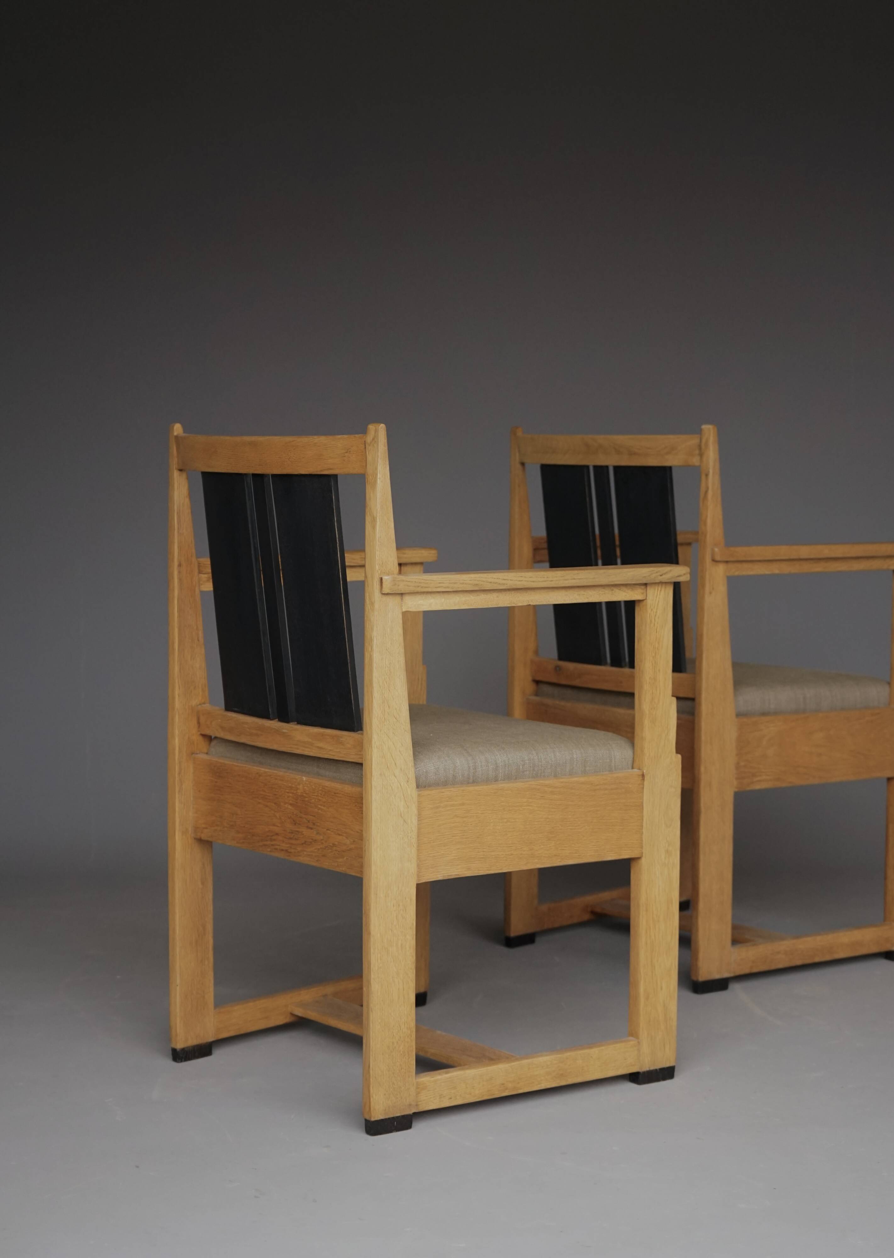 Art Deco Oak Armchairs by Henk Wouda, 1920s, Set of 2
