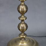 1940s Restored Brass Floor Lamp with  Glass Shade