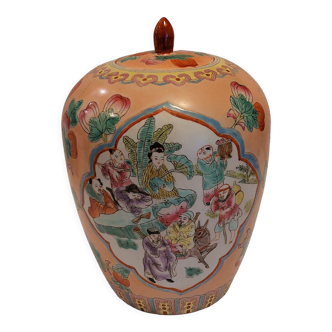 Ancien pot couvert/vase aux motifs chinois