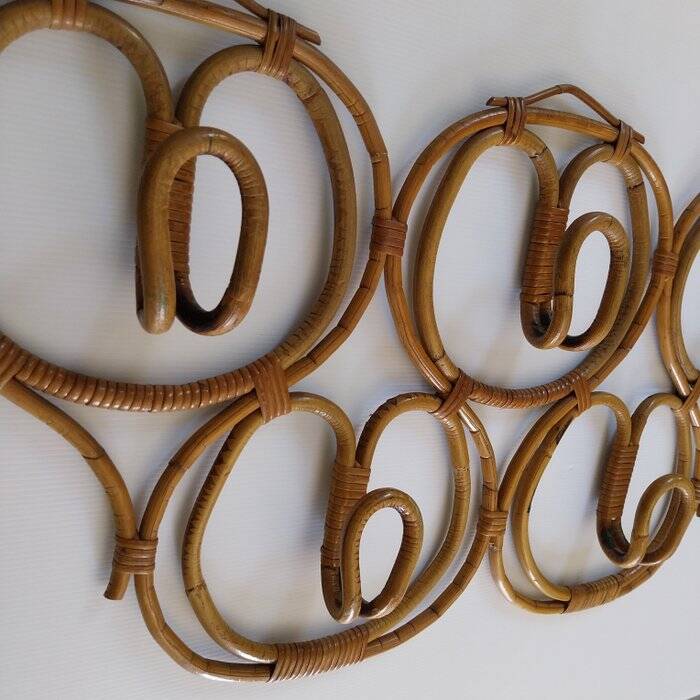 Vintage rattan coat rack by Franco Albini