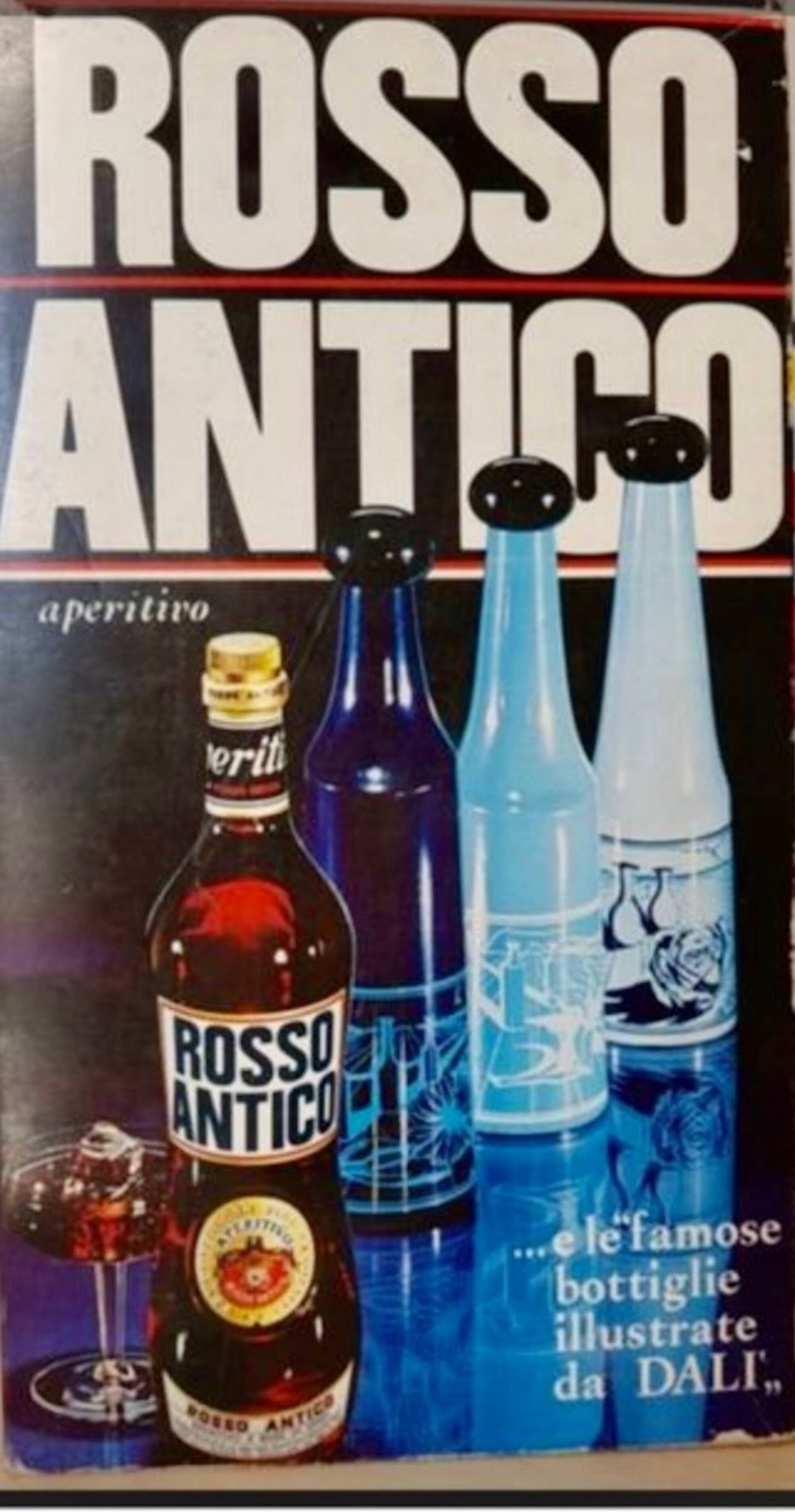 Ensemble de 3 bouteilles design bleu par Salvador Dali Rosso Antico 1970