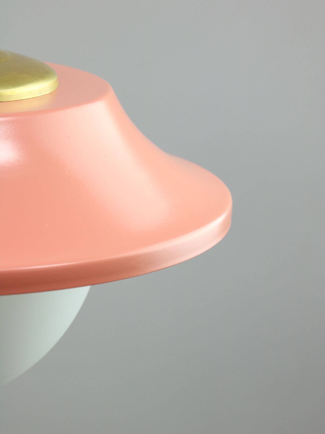 Mid-Century Italian Pink Metal and Brass Pendant Lamp