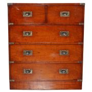 Vintage Military Campaign style chest of drawers in golden oak