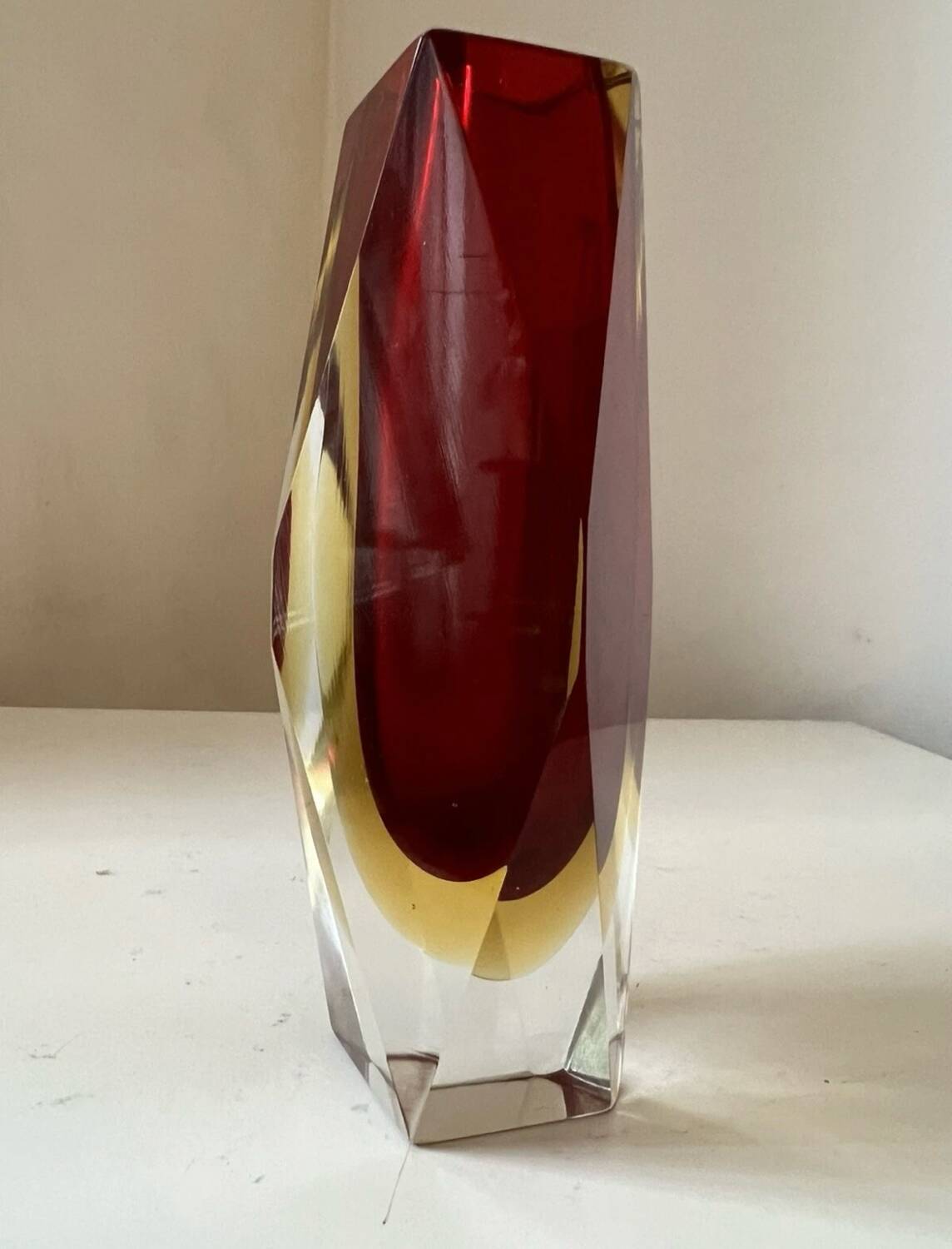 Murano Sommerso faceted glass vase by Flavio Poli Italy 1970