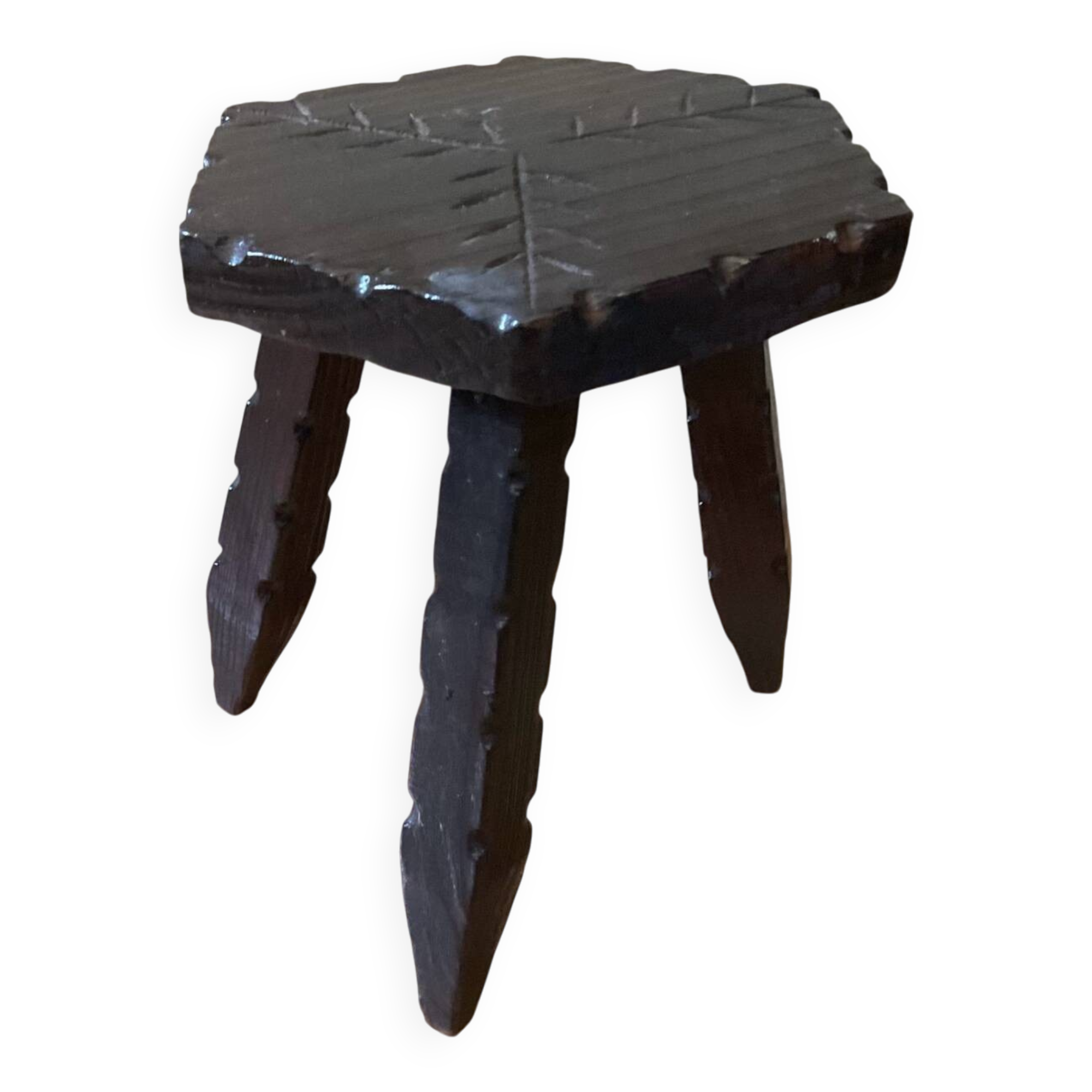 Tripod stool in raw wood art