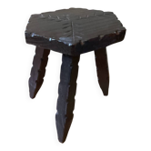Tabouret tripode bois art brute