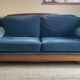 Jean Roche Vintage Wood and Velvet Sofa