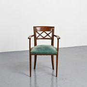 Set of four Art Deco armchairs in wood, France, circa 1940.