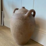 Antique french country rustic walnut oil storage jar