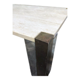 Travertine coffee table with two-tone legs