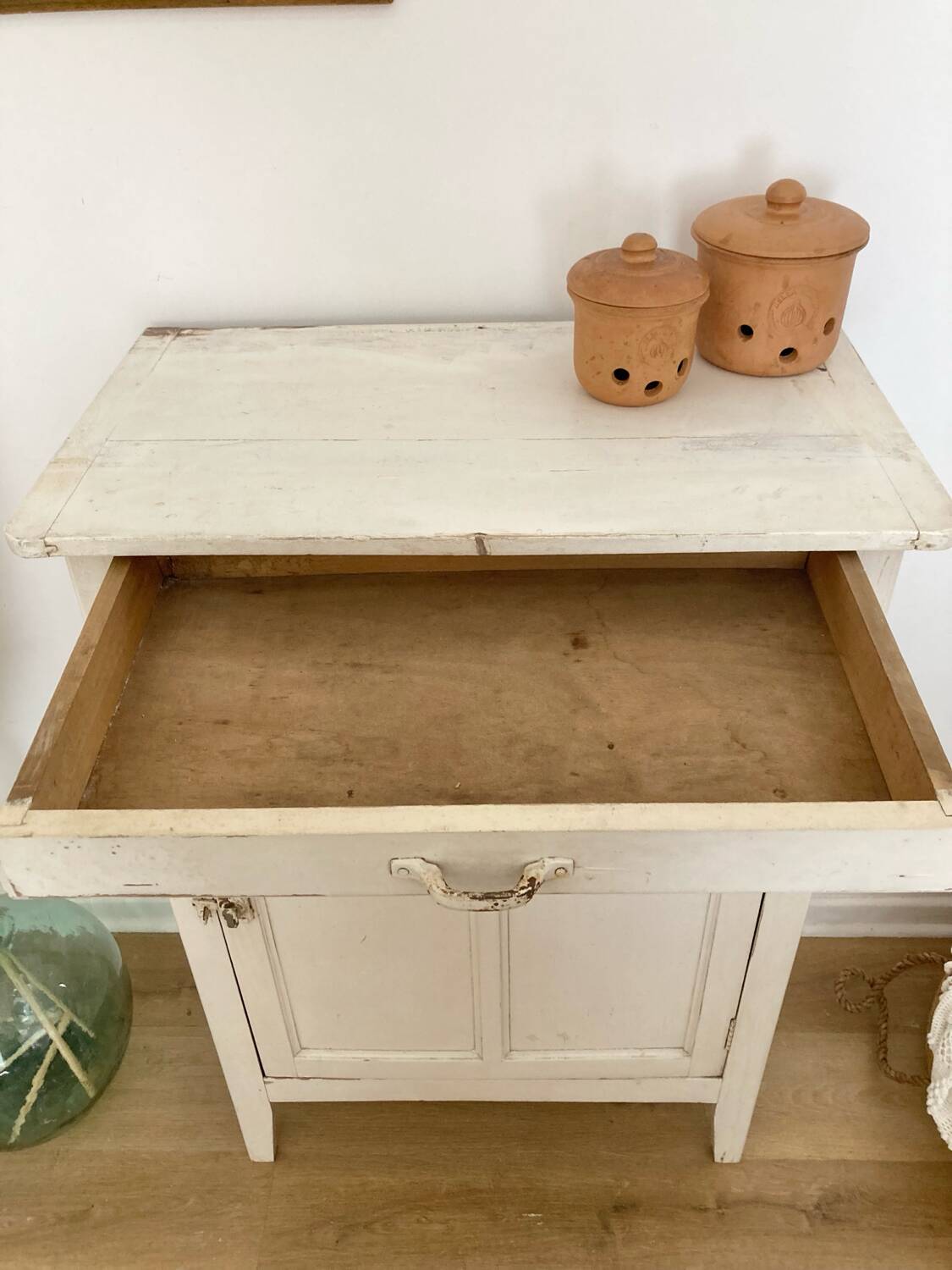 Antique patinated jam cupboard