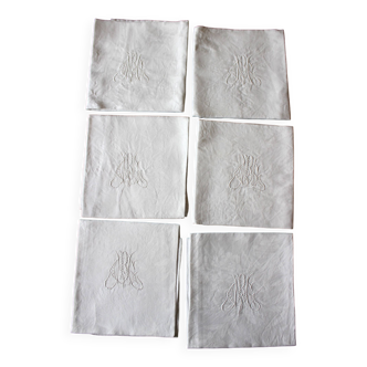 A set of 6 MBG butterfly damask napkins