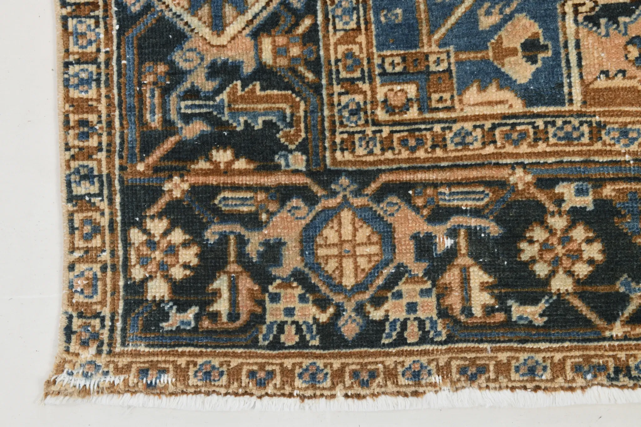 Navy Blue & Peach Oriental Persian Rug, Oriental Pattern Living Room Decor