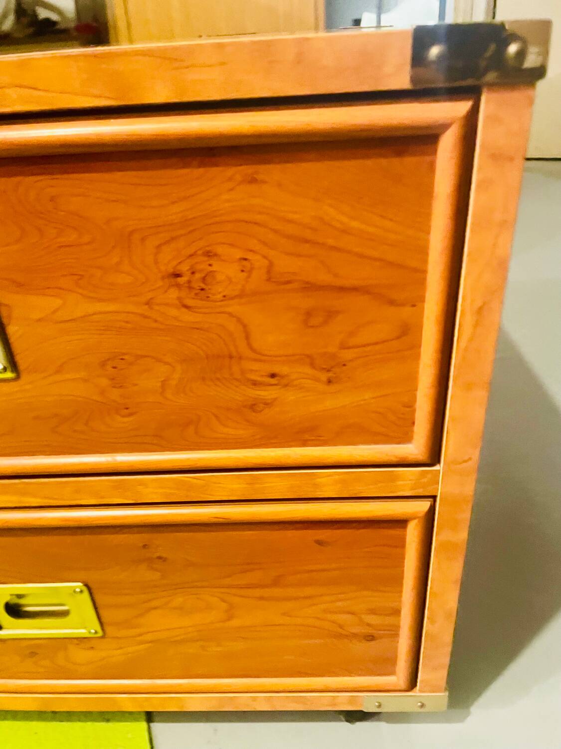 Gautier “Marine” bedside table in wood and brass, 1991