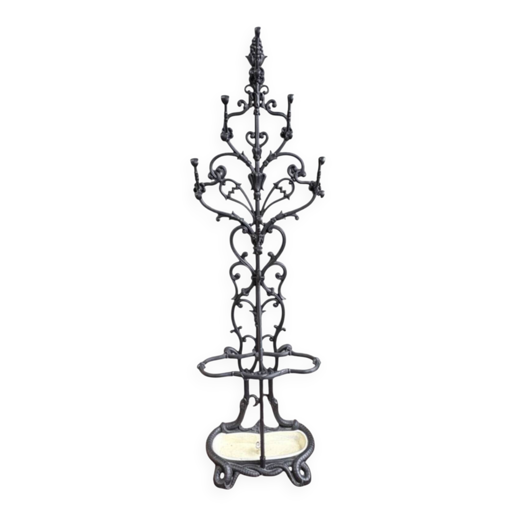 Art Nouveau coat rack in cast iron, circa 1900