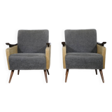 1950s-1960s French armchair set, vintage lounge chairs