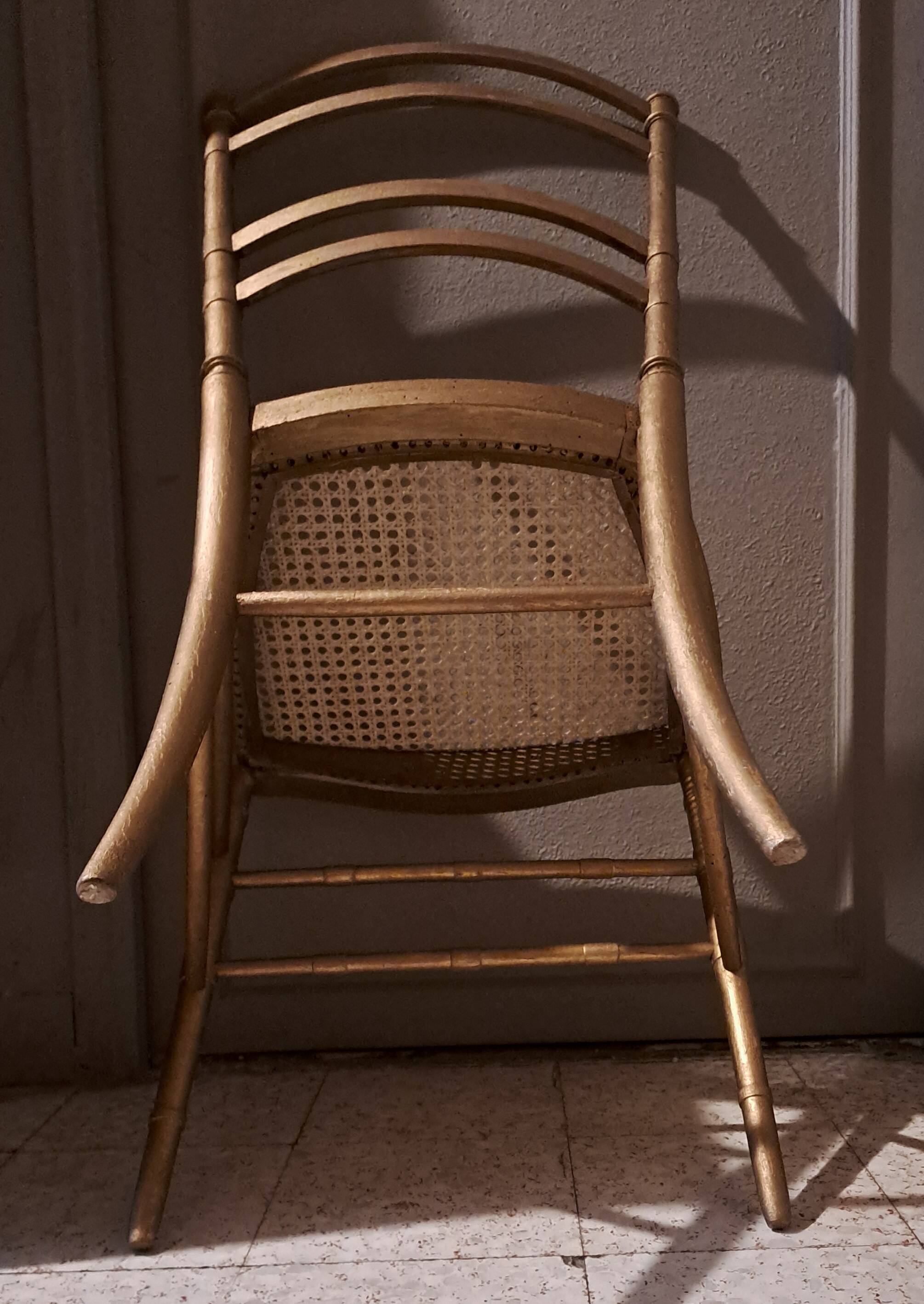 Napoleon III style chair, known as the Opera model, in carved wood and caning on a restored seat, circa 1850
