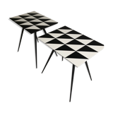 Pair of wooden and backelite table